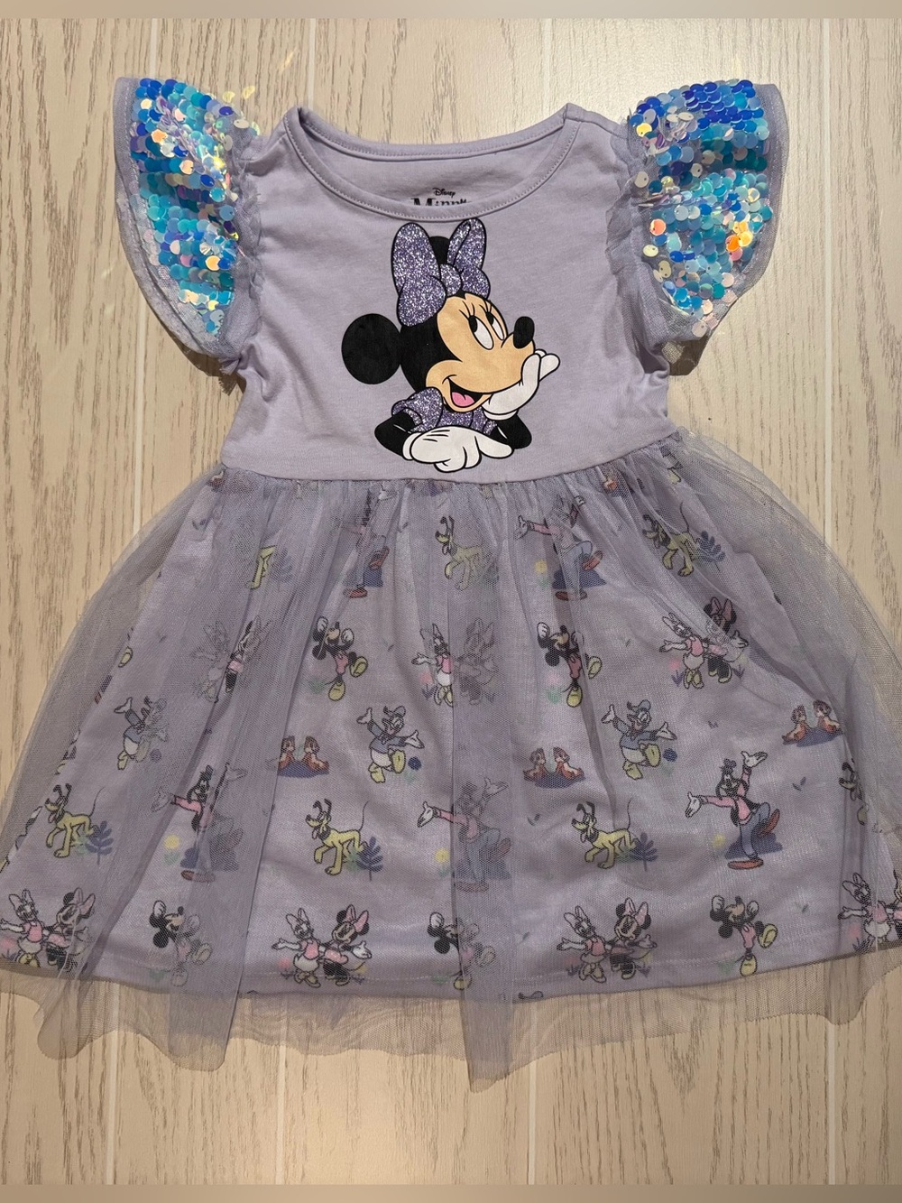 NWOT Disney Minnie Mouse Lavender Tulle Sequin Party Dress Girls 3T